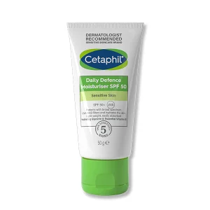 Cetaphil Daily Defence Face Moisturiser, SPF 50+ Day Cream 50g, Sunscreen For All Skin Types